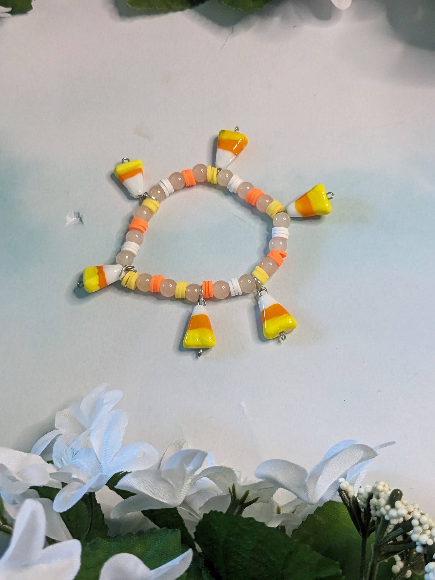 Candy corn hanging bracelets 6.5 in