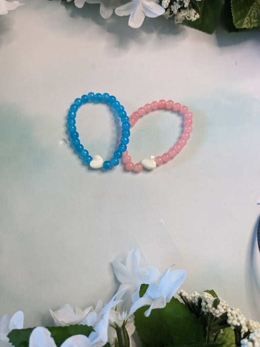 Pink and blue friendship bracelet set 6.5