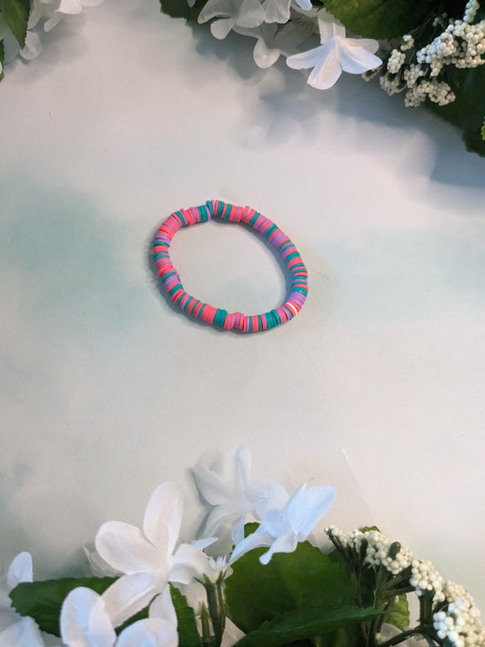 Cotton candy clay bead bracelet 6.5 in
